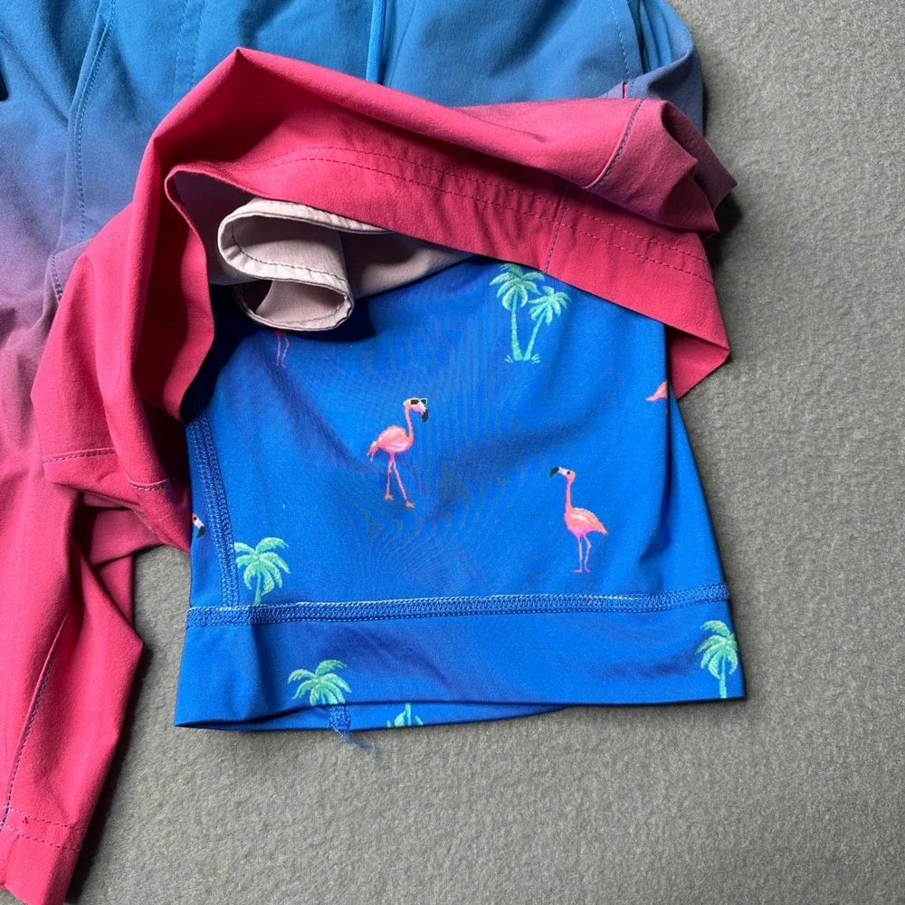Chubbies Swim Trunks Mens Small‎ Blue Pink Ombre Flamingo Liner 7in Inseam